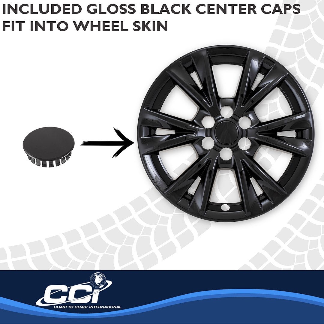 Coast to Coast Wheel Skin, Impostor ®, 18 Inch, 6V Spokes, Snap-On, Painted, Gloss Black, ABS Plastic, Not Compatible with Steel Wheels – IMP518BLK