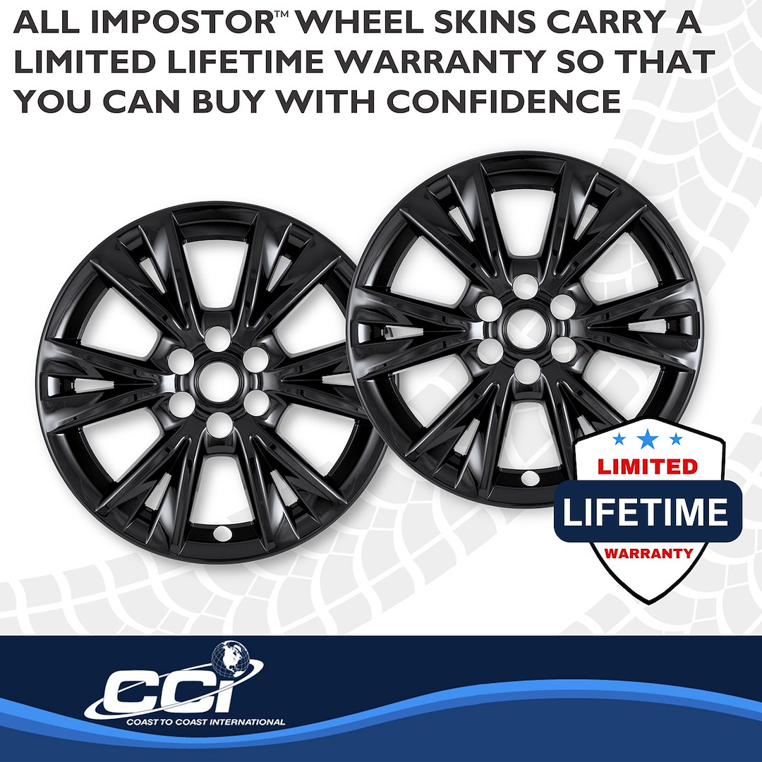 Coast to Coast Wheel Skin, Impostor ®, 18 Inch, 6V Spokes, Snap-On, Painted, Gloss Black, ABS Plastic, Not Compatible with Steel Wheels – IMP518BLK