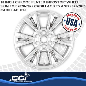 Coast to Coast Wheel Skin, Impostor ®, 18 Inch, 6V Spokes, Snap-On, Chrome Plated, ABS Plastic, Not Compatible with Steel Wheels, Set of 4 – IMP518X