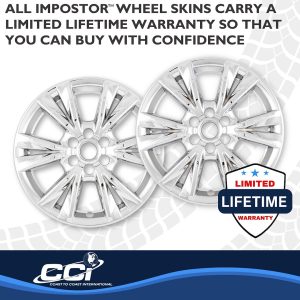 Coast to Coast Wheel Skin, Impostor ®, 18 Inch, 6V Spokes, Snap-On, Chrome Plated, ABS Plastic, Not Compatible with Steel Wheels, Set of 4 – IMP518X
