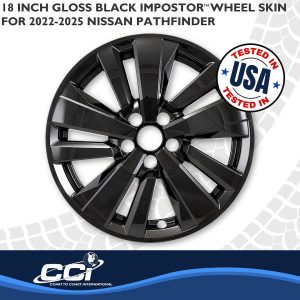 Coast to Coast Wheel Skin, Impostor ®, 18 Inch, 10 Spokes, Snap-On, Painted, Gloss Black, ABS Plastic, Not Compatible with Steel Wheels – IMP519BLK