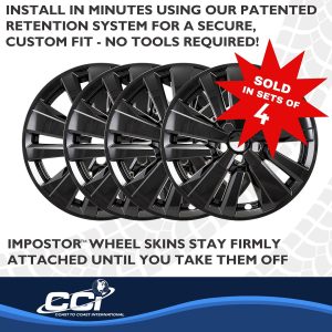 Coast to Coast Wheel Skin, Impostor ®, 18 Inch, 10 Spokes, Snap-On, Painted, Gloss Black, ABS Plastic, Not Compatible with Steel Wheels – IMP519BLK