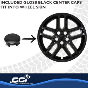Coast to Coast Wheel Skin, Impostor ®, 18 Inch, 5 U Spokes, Snap-On, Painted, Gloss Black, ABS Plastic, Not Compatible with Steel Wheels – IMP521BLK