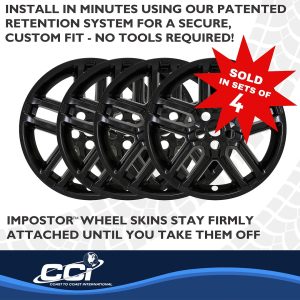 Coast to Coast Wheel Skin, Impostor ®, 18 Inch, 5 U Spokes, Snap-On, Painted, Gloss Black, ABS Plastic, Not Compatible with Steel Wheels – IMP521BLK