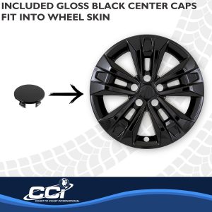 Coast to Coast Wheel Skin, Impostor ®, 17 Inch, 5 V Spokes, Snap-On, Painted, Gloss Black, ABS Plastic, Fits Over and Into OEM Wheel – IMP522BLK