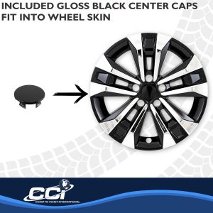 Coast to Coast Wheel Skin, Impostor ®, 17 Inch, 5 V Spokes, Snap-On, Plated/ Painted, Silver/ Gloss Black, ABS Plastic – IMP522XB