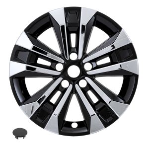 Coast to Coast Wheel Skin, Impostor ®, 17 Inch, 5 V Spokes, Snap-On, Plated/ Painted, Silver/ Gloss Black, ABS Plastic – IMP522XB