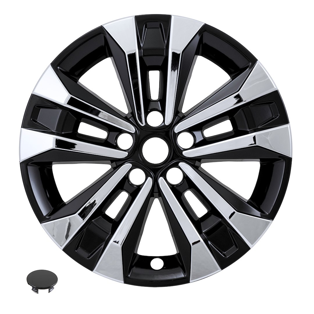 Coast to Coast Wheel Skin, Impostor ®, 17 Inch, 5 V Spokes, Snap-On, Plated/ Painted, Silver/ Gloss Black, ABS Plastic – IMP522XB