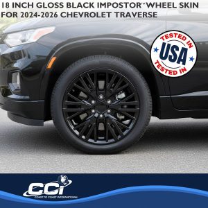 Coast to Coast Wheel Skin, Impostor ®, 18 Inch, 6 Y Spokes, Snap-On, Painted, Gloss Black, ABS Plastic, Fits Over and Into OEM Wheel – IMP523BLK