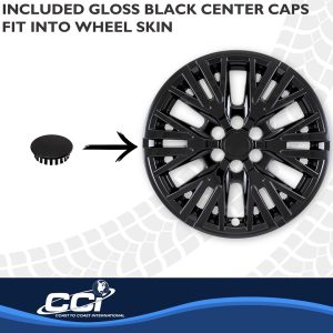 Coast to Coast Wheel Skin, Impostor ®, 18 Inch, 6 Y Spokes, Snap-On, Painted, Gloss Black, ABS Plastic, Fits Over and Into OEM Wheel – IMP523BLK