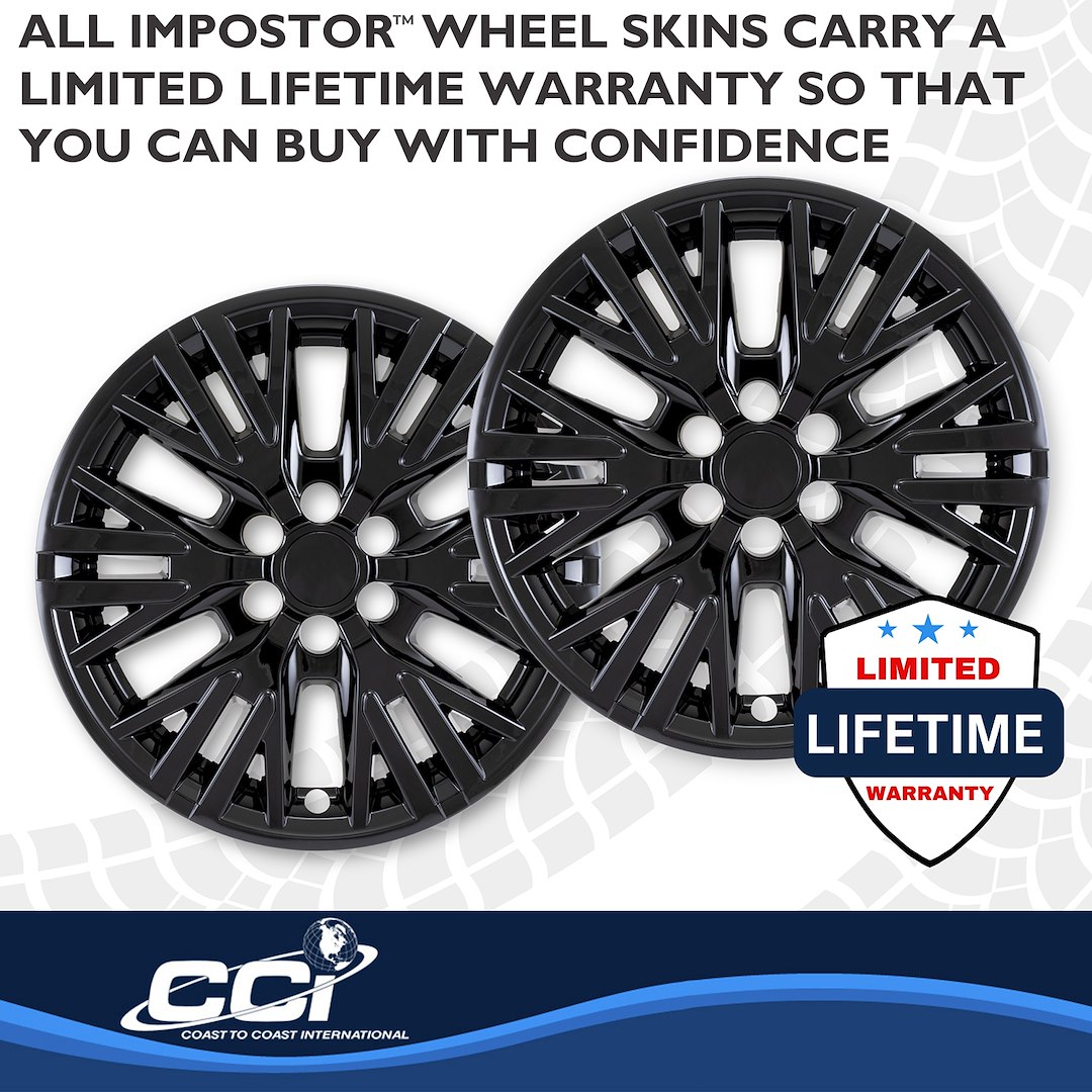 Coast to Coast Wheel Skin, Impostor ®, 18 Inch, 6 Y Spokes, Snap-On, Painted, Gloss Black, ABS Plastic, Fits Over and Into OEM Wheel – IMP523BLK