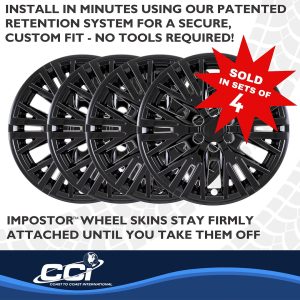 Coast to Coast Wheel Skin, Impostor ®, 18 Inch, 6 Y Spokes, Snap-On, Painted, Gloss Black, ABS Plastic, Fits Over and Into OEM Wheel – IMP523BLK
