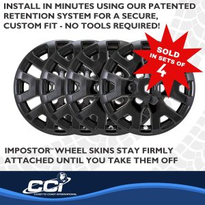 Coast to Coast Wheel Skin, Impostor ®, 17 Inch, 6 Y Spokes, Snap-On, Painted, Gloss Black, ABS Plastic, Not Compatible with Steel Wheels – IMP524BLK