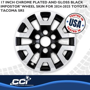 Coast to Coast Wheel Skin, Impostor ®, 17 Inch, 6 Y Spokes, Snap-On, Chrome Plated/ Painted, Silver/ Charcoal Black, ABS Plastic – IMP524XCB