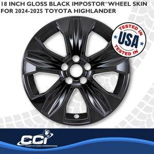 Coast to Coast Wheel Skin, Impostor ®, 18 Inch, 5 V Spokes, Snap-On, Painted, Gloss Black, ABS Plastic, Fits Over and Into OEM Wheel – IMP525BLK