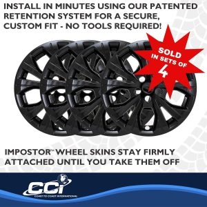 Coast to Coast Wheel Skin, Impostor ®, 17 Inch, 10 Spokes, Snap-On, Painted, Gloss Black, ABS Plastic, Not Compatible with Steel Wheels – IMP526BLK