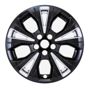 Coast to Coast Wheel Skin, Impostor ®, 17 Inch, 5 V Spokes, Snap-On, Chrome Plated and Painted, Silver and Gloss Black, ABS Plastic – IMP526XCB