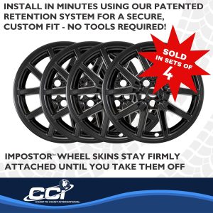 Coast to Coast Wheel Skin, Impostor ®, 18 Inch, 5 V Spokes, Snap-On, Painted, Gloss Black, ABS Plastic, Not Compatible with Steel Wheels – IMP527BLK