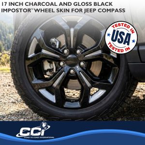 Coast to Coast Wheel Skin, Impostor ®, 17 Inch, 5 Y Spokes, Snap-On, Painted, Charcoal/ Gloss Black, ABS Plastic – IMP528CB