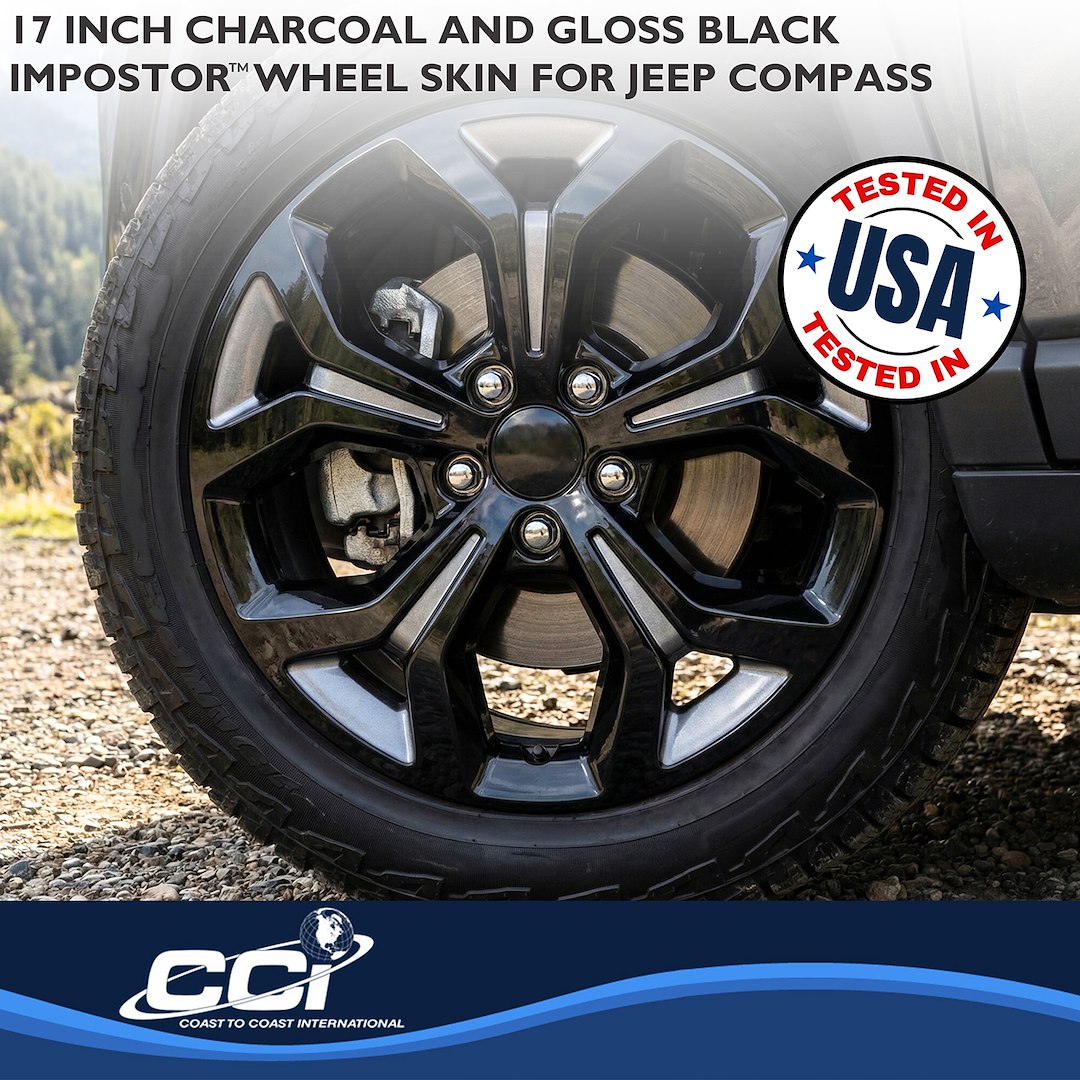 Coast to Coast Wheel Skin, Impostor ®, 17 Inch, 5 Y Spokes, Snap-On, Painted, Charcoal/ Gloss Black, ABS Plastic – IMP528CB