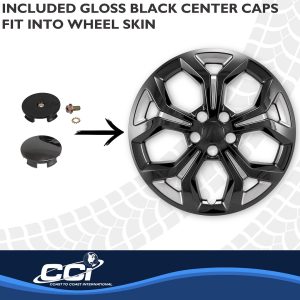 Coast to Coast Wheel Skin, Impostor ®, 17 Inch, 5 Y Spokes, Snap-On, Painted, Charcoal/ Gloss Black, ABS Plastic – IMP528CB