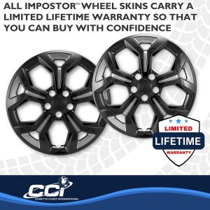Coast to Coast Wheel Skin, Impostor ®, 17 Inch, 5 Y Spokes, Snap-On, Painted, Charcoal/ Gloss Black, ABS Plastic – IMP528CB