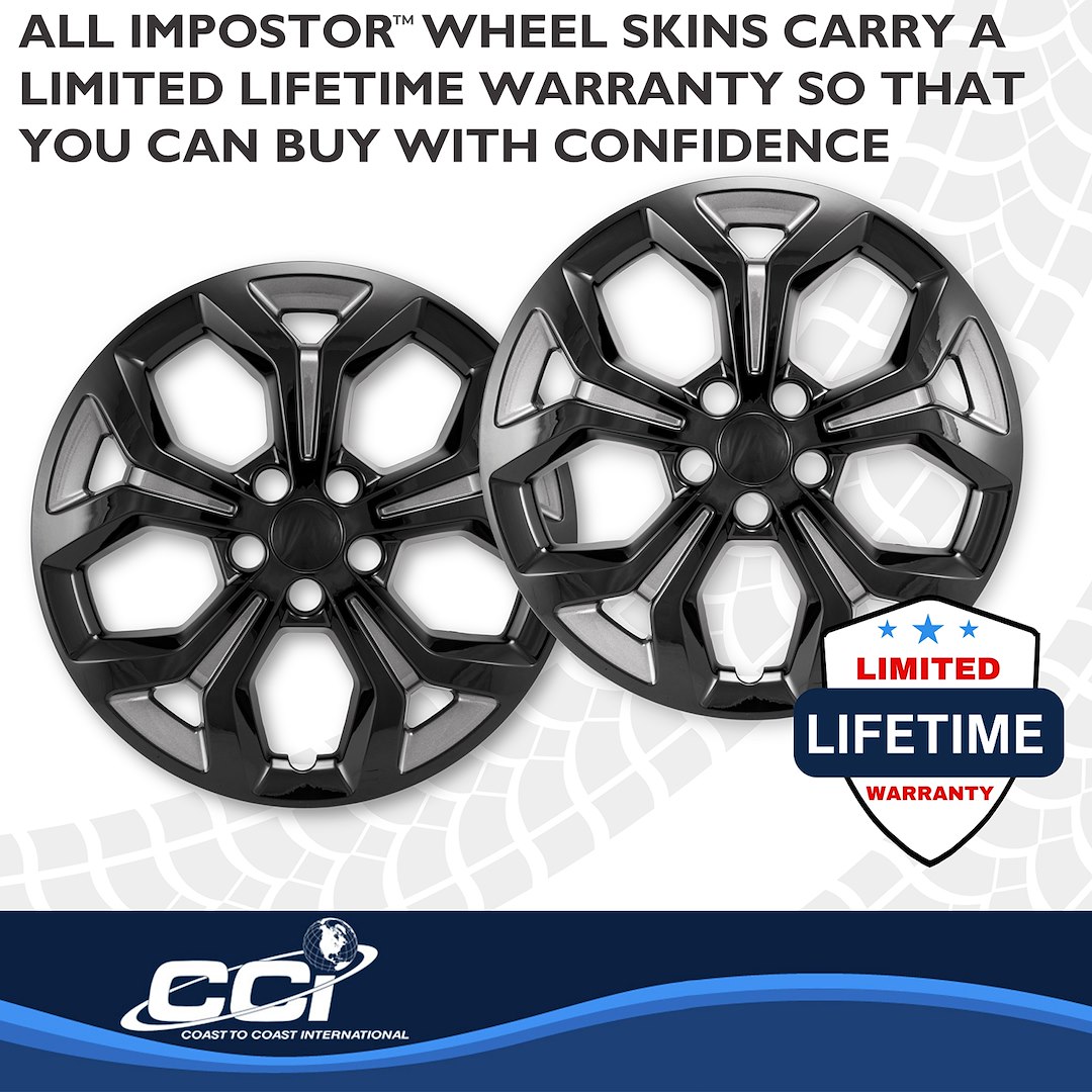 Coast to Coast Wheel Skin, Impostor ®, 17 Inch, 5 Y Spokes, Snap-On, Painted, Charcoal/ Gloss Black, ABS Plastic – IMP528CB