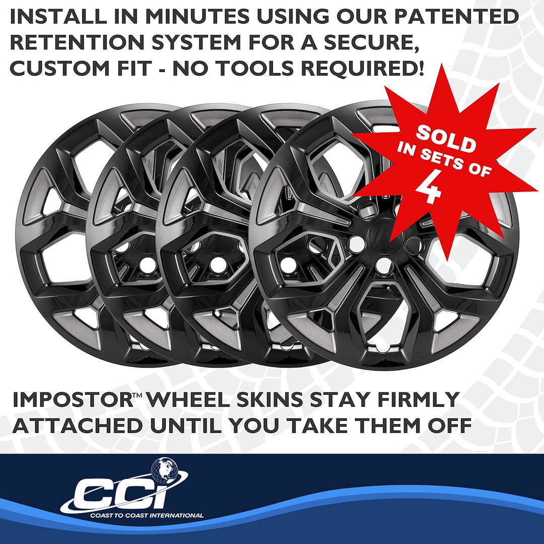 Coast to Coast Wheel Skin, Impostor ®, 17 Inch, 5 Y Spokes, Snap-On, Painted, Charcoal/ Gloss Black, ABS Plastic – IMP528CB