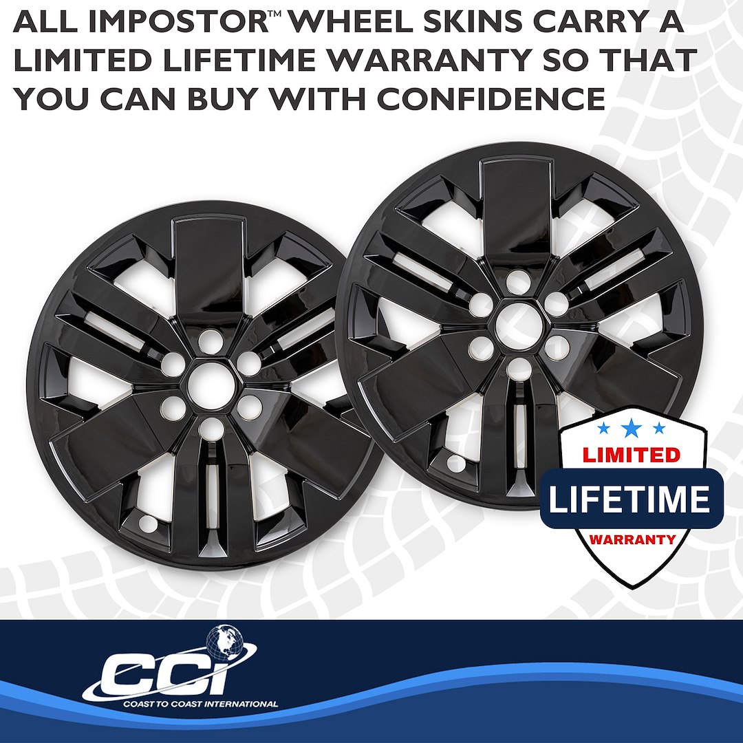 Coast to Coast Wheel Skin, Impostor ®, 17 Inch, 6 Spokes, Snap-On, Painted, Gloss Black, ABS Plastic, Fits Over and Into OEM Wheel – IMP529BLK