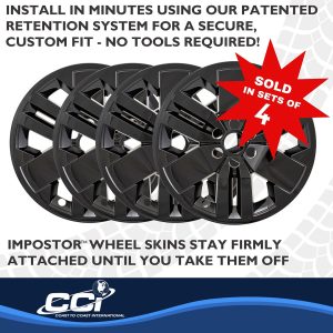 Coast to Coast Wheel Skin, Impostor ®, 17 Inch, 6 Spokes, Snap-On, Painted, Gloss Black, ABS Plastic, Fits Over and Into OEM Wheel – IMP529BLK