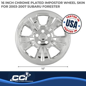 Coast to Coast Wheel Skin, Impostor ®, 16 Inch, 5 Dimpled Spokes, Snap-On, Plated, Chrome, ABS Plastic, Set of 4 – IWCIMP52X