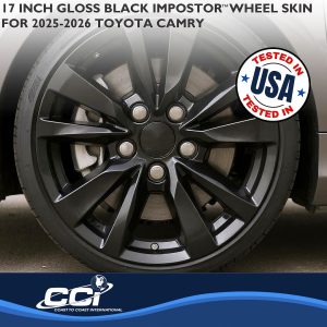 Coast to Coast Wheel Skin, Impostor ®, 16 Inch, 5 V Spokes, Snap-On, Painted, Gloss Black, ABS Plastic, Fits Over and Into OEM Wheel – IMP530BLK