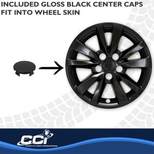 Coast to Coast Wheel Skin, Impostor ®, 16 Inch, 5 V Spokes, Snap-On, Painted, Gloss Black, ABS Plastic, Fits Over and Into OEM Wheel – IMP530BLK
