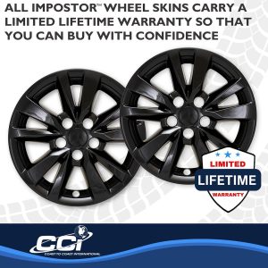 Coast to Coast Wheel Skin, Impostor ®, 16 Inch, 5 V Spokes, Snap-On, Painted, Gloss Black, ABS Plastic, Fits Over and Into OEM Wheel – IMP530BLK