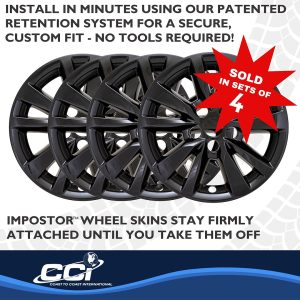 Coast to Coast Wheel Skin, Impostor ®, 16 Inch, 5 V Spokes, Snap-On, Painted, Gloss Black, ABS Plastic, Fits Over and Into OEM Wheel – IMP530BLK
