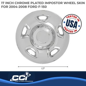 Coast to Coast Wheel Skin, Impostor ®, 17 Inch, 5 Flat Spokes, Snap-On, Plated, Chrome, ABS Plastic, Set of 4 – IWCIMP59XN