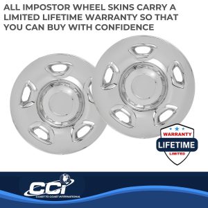 Coast to Coast Wheel Skin, Impostor ®, 17 Inch, 5 Flat Spokes, Snap-On, Plated, Chrome, ABS Plastic, Set of 4 – IWCIMP59XN