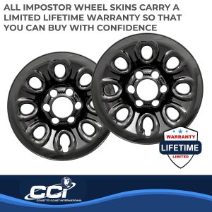 Coast to Coast Wheel Skin, Impostor ®, 17 Inch, 8 Hole, Snap-On, Painted, Gloss Black, ABS Plastic, Set of 4 – IWCIMP64GBLK