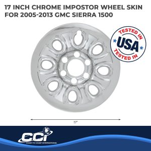Coast to Coast Wheel Skin, Impostor ®, 17 Inch, 8 Hole, Snap-On, Plated, Chrome, ABS Plastic, Set of 4 – IWCIMP64X