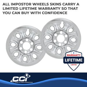 Coast to Coast Wheel Skin, Impostor ®, 17 Inch, 8 Hole, Snap-On, Plated, Chrome, ABS Plastic, Set of 4 – IWCIMP64X