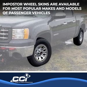 Coast to Coast Wheel Skin, Impostor ®, 17 Inch, 8 Hole, Snap-On, Plated, Chrome, ABS Plastic, Set of 4 – IWCIMP64X