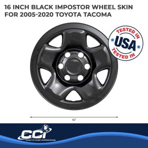 Coast to Coast Wheel Skin, Impostor ®, 16 Inch, 5 Spokes, Snap-On, Painted, Gloss Black, ABS Plastic, Set of 4 – IWCIMP68BLK