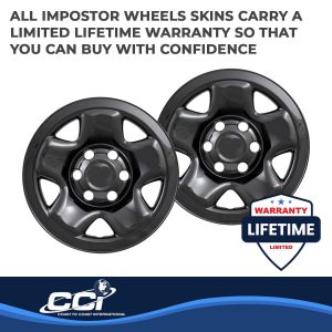 Coast to Coast Wheel Skin, Impostor ®, 16 Inch, 5 Spokes, Snap-On, Painted, Gloss Black, ABS Plastic, Set of 4 – IWCIMP68BLK
