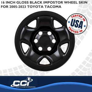 Coast to Coast Wheel Skin, Impostor ®, 16 Inch, 5 Spokes, Snap-On, Painted, Gloss Black, ABS Plastic, Set of 4 – IMP68BLKN