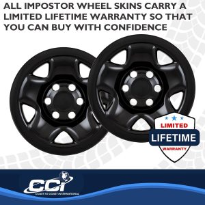 Coast to Coast Wheel Skin, Impostor ®, 16 Inch, 5 Spokes, Snap-On, Painted, Gloss Black, ABS Plastic, Set of 4 – IMP68BLKN