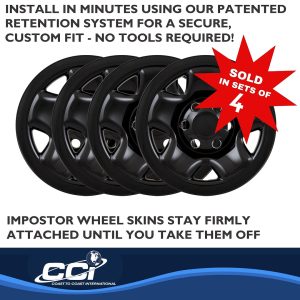 Coast to Coast Wheel Skin, Impostor ®, 16 Inch, 5 Spokes, Snap-On, Painted, Gloss Black, ABS Plastic, Set of 4 – IMP68BLKN