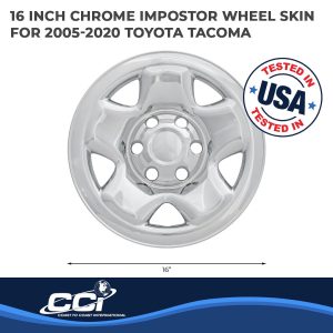 Coast to Coast Wheel Skin, Impostor ®, 16 Inch, 5 Spokes, Snap-On, Plated, Chrome, ABS Plastic, Set of 4 – IWCIMP68X