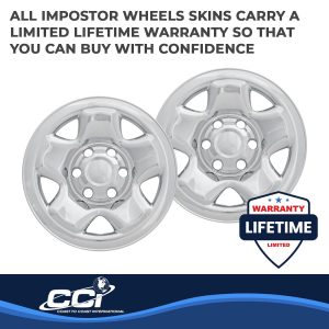 Coast to Coast Wheel Skin, Impostor ®, 16 Inch, 5 Spokes, Snap-On, Plated, Chrome, ABS Plastic, Set of 4 – IWCIMP68X