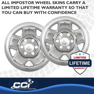 Coast to Coast Wheel Skin, Impostor ®, 16 Inch, 5 Spokes, Snap-On, Plated, Chrome, ABS Plastic, Set of 4 – IMP68XN