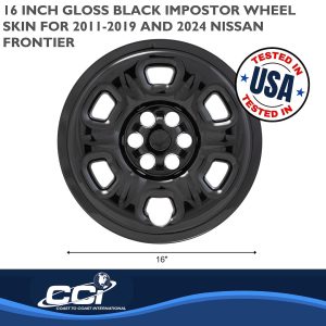 Coast to Coast Wheel Skin, Impostor ®, 16 Inch, 6 Holes, Snap-On, Painted, Gloss Black, ABS Plastic, Compatible with Steel Wheels – IMP69BLKN